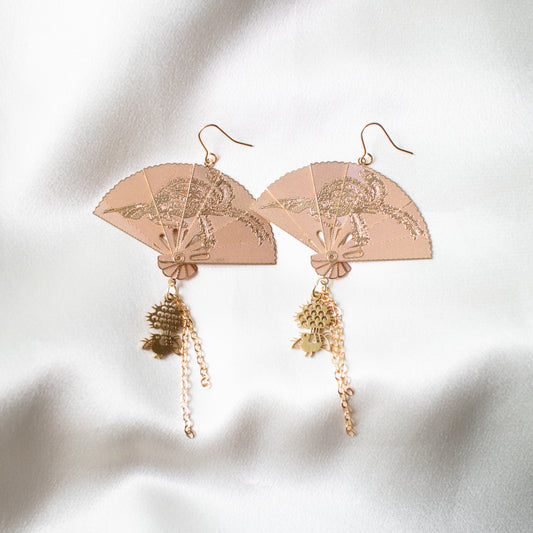 1-bamboos fan earrings