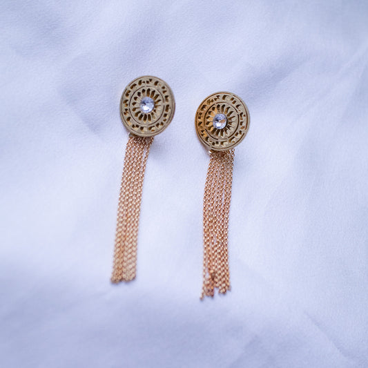 1-dots gold tassel earrings